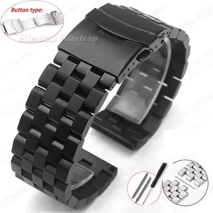 Bracelet de montre en acier inoxydable entièrement solide de haute qualité 18mm 20mm 22mm 24mm 26mm Bracelet à Interface plate avec outil Bracelet de montre en métal