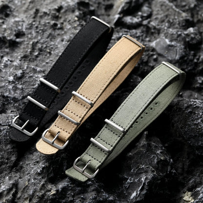 Cinturino in tela rinforzata morbida, impermeabile, anti-sudore, anti-polvere, cinturino morbido nero e verde, cinturino per orologio non in nylon, 20mm, 22mm