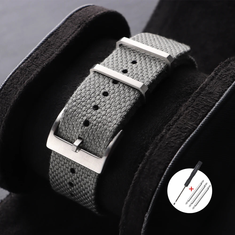Nouveau Bracelet de montre en Nylon nervuré 20mm 22mm Bracelet de montre universel boucle militaire lavable Bracelet pour hommes bracelets accessoires de montre