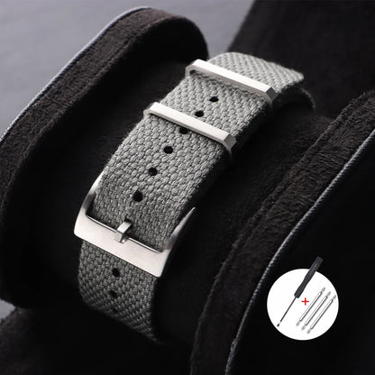 Nouveau Bracelet de montre en Nylon nervuré 20mm 22mm Bracelet de montre universel boucle militaire lavable Bracelet pour hommes bracelets accessoires de montre