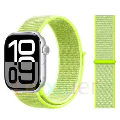 适用于 Apple Watch 46mm 44mm 45mm 40mm 41mm 42mm 的尼龙回环表带，适配 iWatch 系列 11 10 9 SE 8 7 6 5 4 Ultra 3 2 49mm