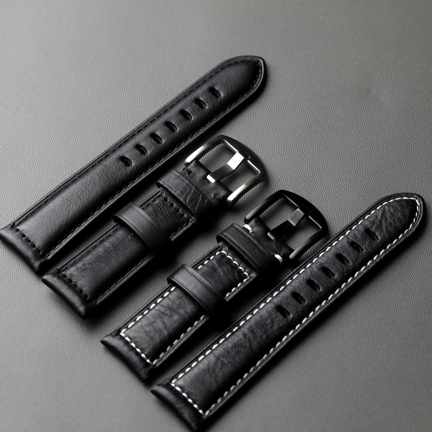 Cinturino in pelle fatto a mano nero 20 22 24 26mm, stile vintage, cinturino in pelle ispessita da uomo, compatibile con cinturino per orologio PAM