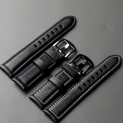 Cinturino in pelle fatto a mano nero 20 22 24 26mm, stile vintage, cinturino in pelle ispessita da uomo, compatibile con cinturino per orologio PAM