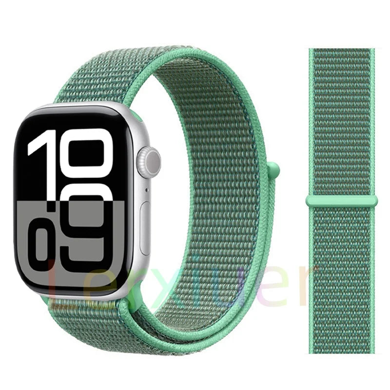 适用于 Apple Watch 46mm 44mm 45mm 40mm 41mm 42mm 的尼龙回环表带，适配 iWatch 系列 11 10 9 SE 8 7 6 5 4 Ultra 3 2 49mm