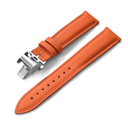 STAPELP – Fabric Sailcloth Strap, 18mm, 19mm, 20mm, 22mm, Top FKM + Leather Base, Textured Rubber Watch Straps, Quick Release Pin Buckle