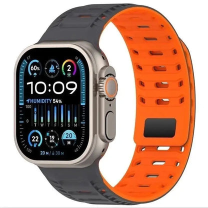 Silicone Band with Magnetic Metal Clasp for Apple Watch Ultra 3 Ultra 2 S11/10/8/7 49mm 45 44 42 41mm