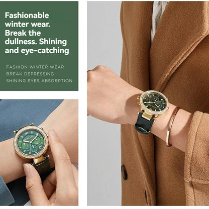 Green and brown calfskin leather watch strap, cowhide leather watch strap, Brosthree Eyed PARKER series, MK2277, 2425, 2290, 2281, 2280, MK6985, 6984, MK5354