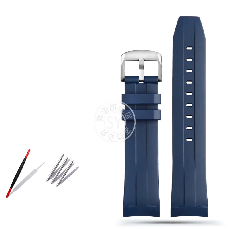 Rubber watch strap with curved interface, for Tissot 1853 Sports Starfish Seastar T series, 1853 120407 A T 120417 A 21mm 22mm strap