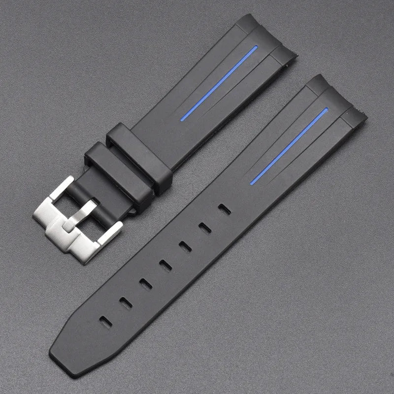Curved End Rubber Strap for MoonSwatch, 20mm, for Men and Women, Waterproof Sport Watch Band