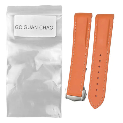 GC GUAN CHAO-Bracelet de Montre en Caoutchouc à Extrémité Incurvée, Souple, Noir, Bleu, Rouge, Orange, avec Structure Pliable en Métal, 20mm, 21mm, 22mm, 19mm