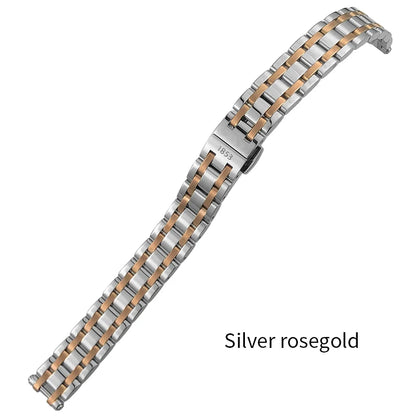 Cinturino per orologio in acciaio inossidabile, chiusura a farfalla, oro rosa, 12mm, SION L, T126, Tissot, Bellissima, Small Lady, T126010, 26mm