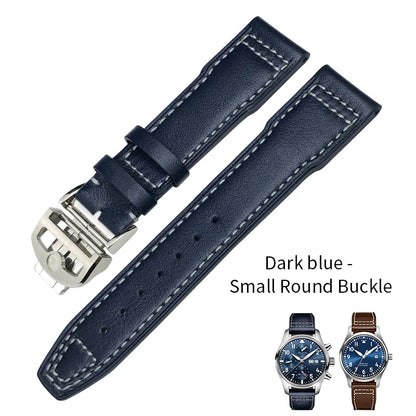 Cinturino per orologio in vera pelle da uomo, 20mm 21mm 22mm, adatto per orologio pilota IWC IW3777 PORTOFINO Mark 18, nero blu marrone