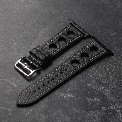 Handmade Breathable Leather Strap for Apple Watch S10 Ultra 2, Brown, Black, Goatskin, 46mm, 45mm, 49mm