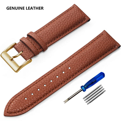 SAMCO Genuine Leather Watch Strap for Men and Women, 12mm, 14mm, 16mm, 18mm, 19mm, 20mm, 21mm, 22/24mm, High Quality Watch Strap, Watch Strap + Tool
