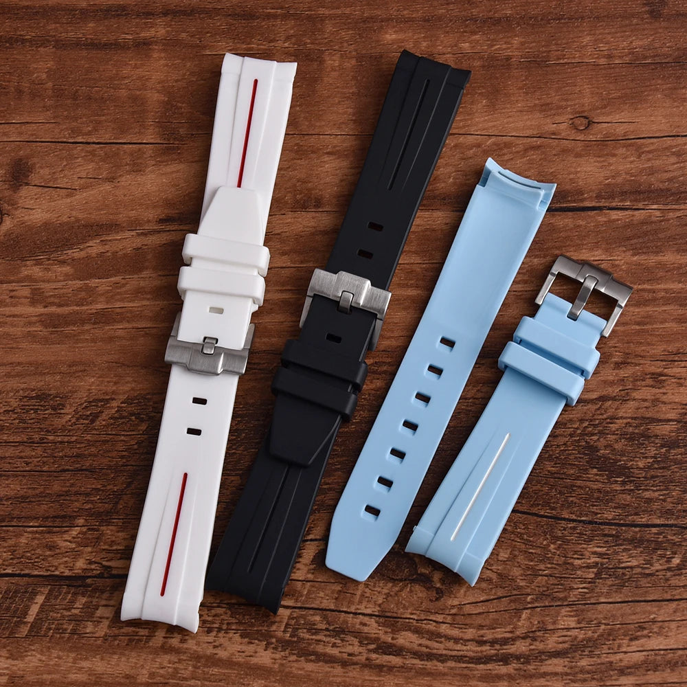 STAPELP Bracciale per orologio in gomma con estremità curva da 20 mm adatto per Omega X s-watch Joint Moon cinturini per orologi uomo donna Cinturino impermeabile