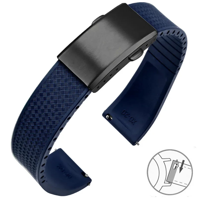 Bracelet montre Racing / Aviateur en caoutchouc Premium - Rapide, Boucle Déployante - A Découper