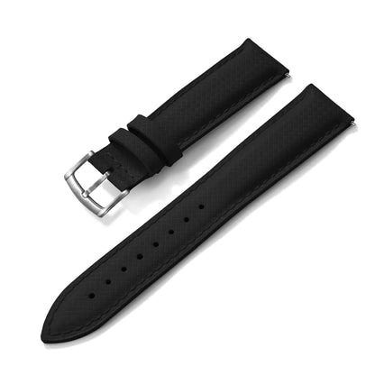 STAPELP – Fabric Sailcloth Strap, 18mm, 19mm, 20mm, 22mm, Top FKM + Leather Base, Textured Rubber Watch Straps, Quick Release Pin Buckle