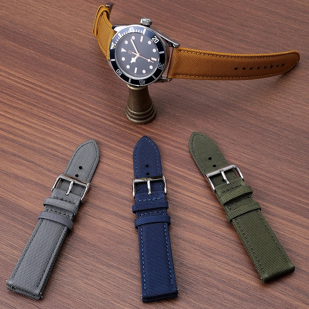 Cinturino per orologio in tessuto a vela impermeabile, 18mm 19mm 20mm 21mm 22mm 24mm, cinturino in nylon doppio strato, sgancio rapido, per orologio sportivo da uomo