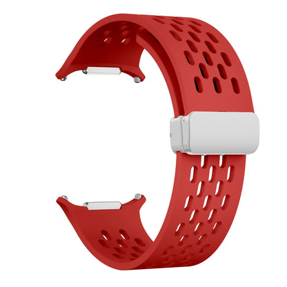 Magnetic Folding Buckle Bracelet for Samsung Watch, Ultra Metal Beads Replacement, Breath-Air Fitness Watch Accessory
