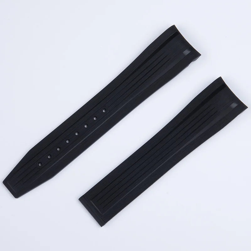 Bracelet de montre en caoutchouc fluoré FKM souple, pour Longines Conquest GMT L3.790 L3.830 L3.890 41mm 43mm, extrémité incurvée, étanche