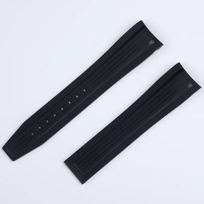 Bracelet de montre en caoutchouc fluoré FKM souple, pour Longines Conquest GMT L3.790 L3.830 L3.890 41mm 43mm, extrémité incurvée, étanche