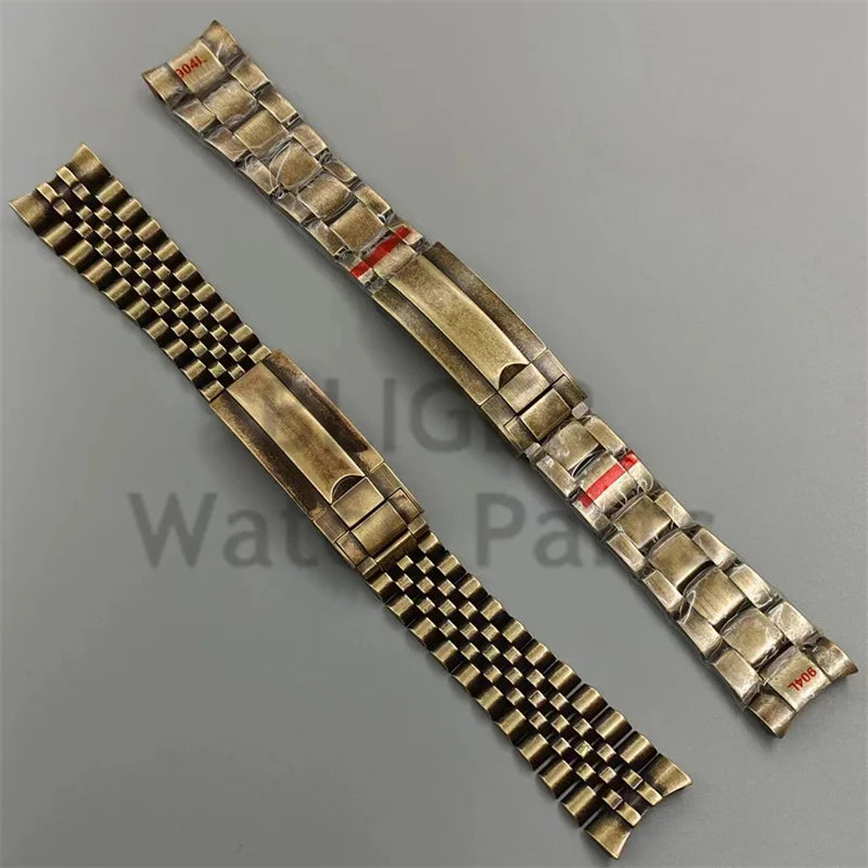 BLIGER-Cinturino per orologio da uomo in acciaio inossidabile 20mm 904L bronzo massiccio struttura pieghevole Jubilee, adatto per cassa da 40mm