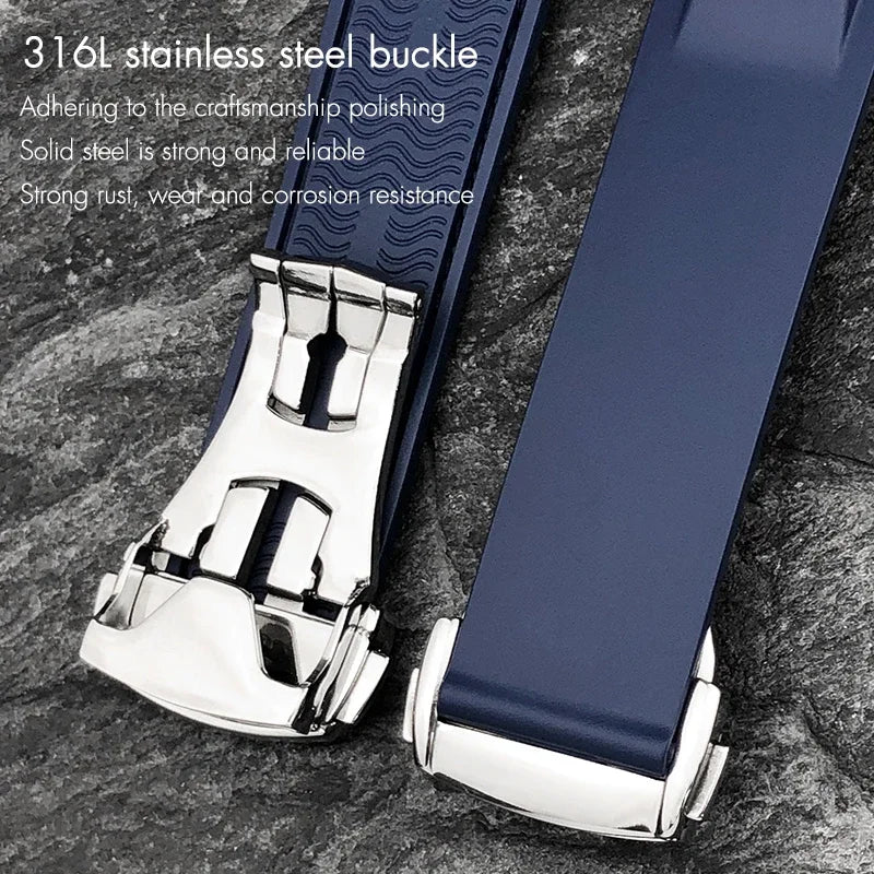 19mm 20mm 21mm 22mm Rubber Watch Straps for Omega Seamaster Planet Ocean for Certina Seiko Hamilton Waterproof Sport Watchband