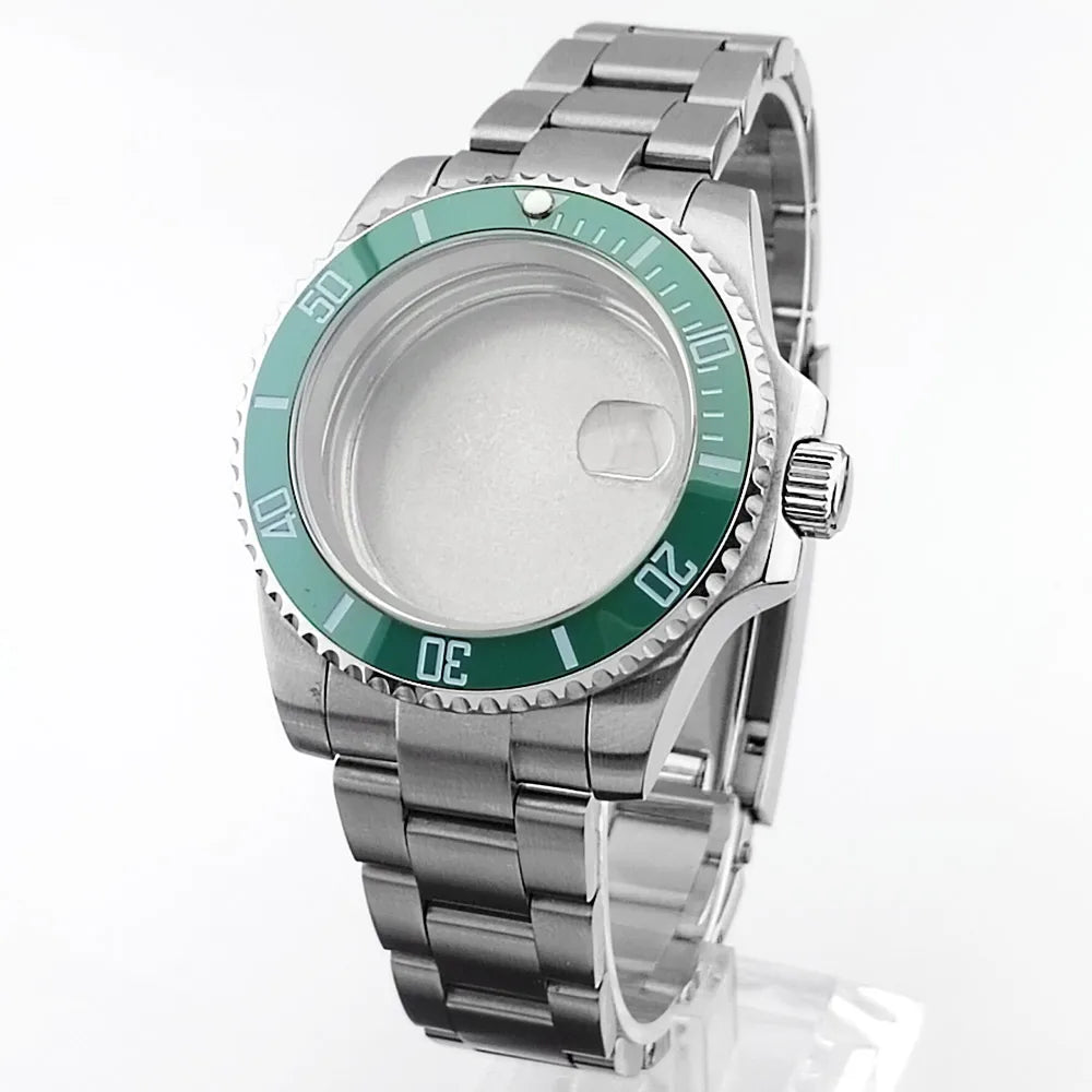    40.5mm sous-montre verre saphir boîtier en métal ajustement NH35/36/38 mouvement ajustement 28.5mm cadran pièces de montre accessoires boîte de montre bande