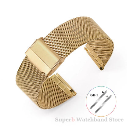 Bracelet milanais universel à dégagement rapide, 18mm, 20mm, 22mm, 12mm, 14mm, 16mm, 17mm, 19mm, 21mm, 24mm, maille 0.6, acier inoxydable