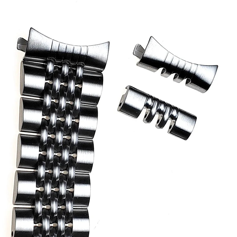 Cinturino di lusso in acciaio inossidabile massiccio 316L, 20mm 22mm, per orologi Seiko Jubilee, maglie terminali regolabili, cinturino a maglie, perle a chicco di riso