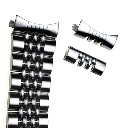 Cinturino di lusso in acciaio inossidabile massiccio 316L, 20mm 22mm, per orologi Seiko Jubilee, maglie terminali regolabili, cinturino a maglie, perle a chicco di riso