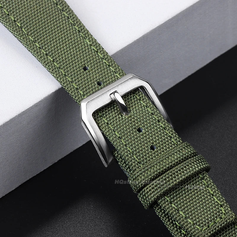 Cinturino per orologio IWC da pilota in tela di nylon, cinturino sportivo impermeabile, cinturino in vera pelle bovina, per uomo e donna, 20mm, 21mm, 22mm