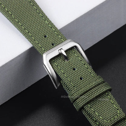 Cinturino per orologio IWC da pilota in tela di nylon, cinturino sportivo impermeabile, cinturino in vera pelle bovina, per uomo e donna, 20mm, 21mm, 22mm