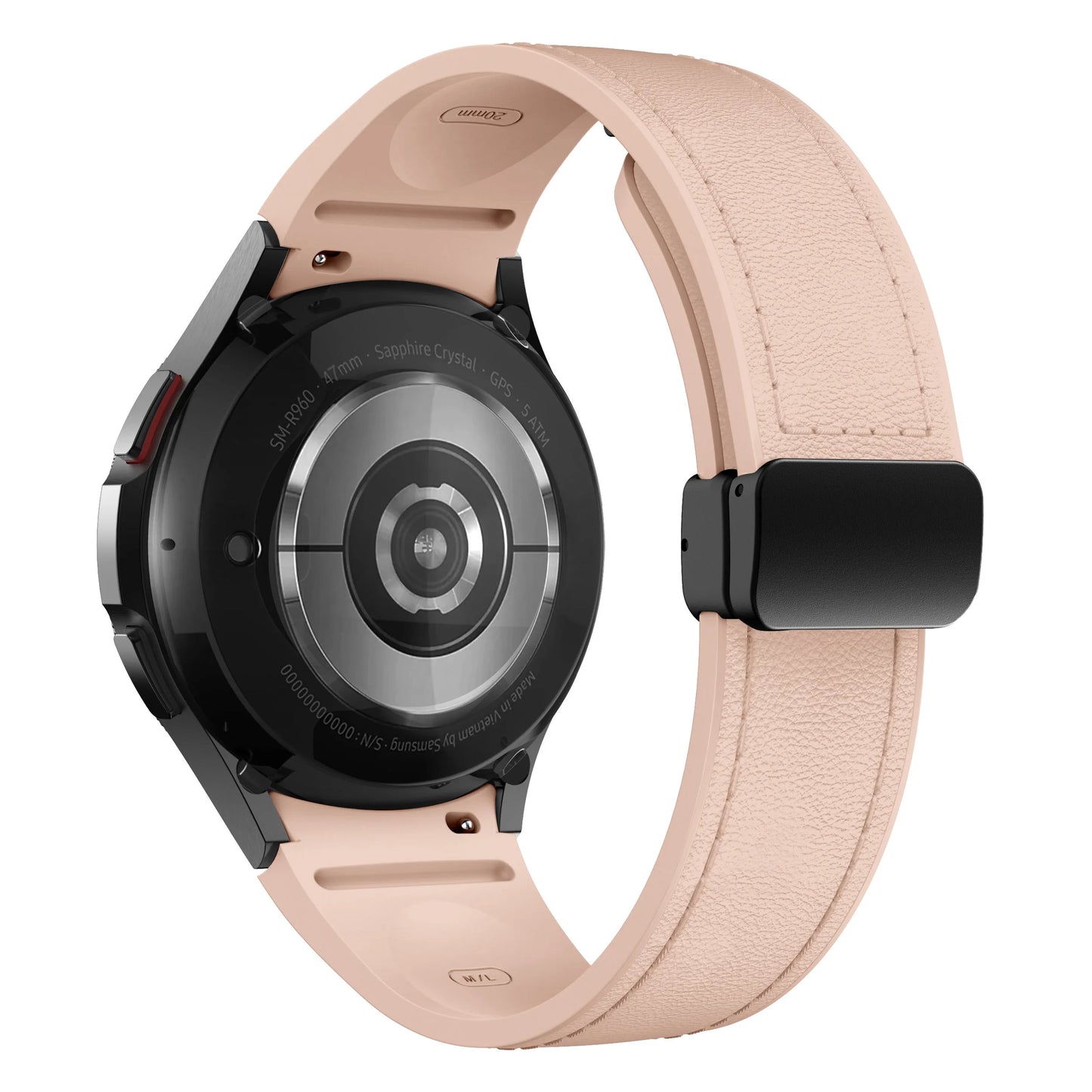 Bracelet en cuir véritable + silicone pour Samsung Galaxy Watch 6 5 7 44mm 40mm 20, Galaxy Watch 6 4 Classic 47mm 46mm 43mm 42mm