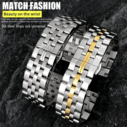 20mm, 21mm, 22mm, 23mm, 24mm Solid Stainless Steel Curved End Watch Bands with Installation Tools