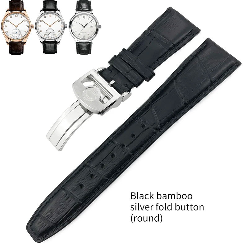 Bracelet de montre en cuir véritable pour hommes, 20mm, 21mm, 22mm, pour IWC, portugais, pilote, marron, noir, bleu