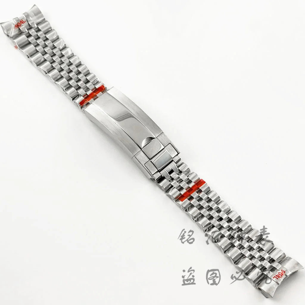Bracelet présidentiel solide en argent, 20MM de largeur, en acier inoxydable 904L, fermoir à verrouillage coulissant, pour boîtier de montre Sub Log NH34 NH35
