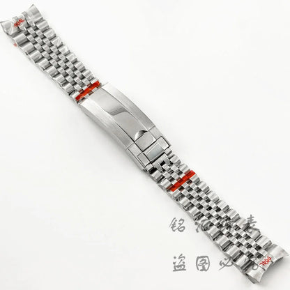 Bracelet présidentiel solide en argent, 20MM de largeur, en acier inoxydable 904L, fermoir à verrouillage coulissant, pour boîtier de montre Sub Log NH34 NH35
