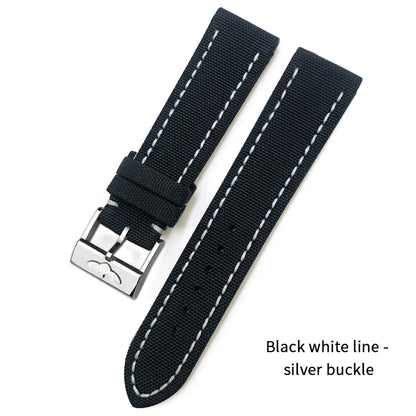 Nylon Canvas Watch Strap, 22mm, for Breitling HMGER Challenger, black, green, gray, yellow, high quality