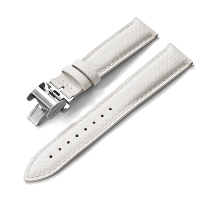 STAPELP – Fabric Sailcloth Strap, 18mm, 19mm, 20mm, 22mm, Top FKM + Leather Base, Textured Rubber Watch Straps, Quick Release Pin Buckle