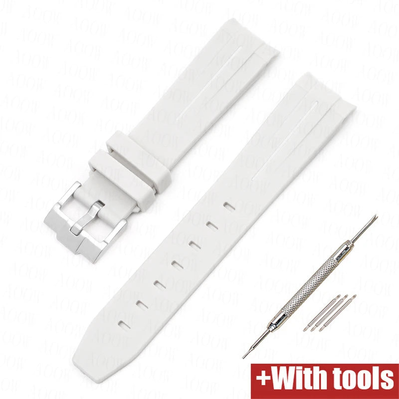Curved End Rubber Strap for MoonSwatch, 20mm, for Men and Women, Waterproof Sport Watch Band