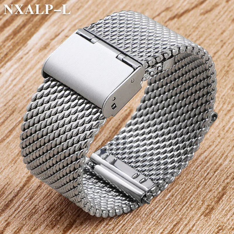 Bracelet de montre en acier inoxydable, boucle en maille milanaise 1.0, 18mm 20mm 22mm 24mm, Bracelet de 3mm d'épaisseur pour DW pour Omega