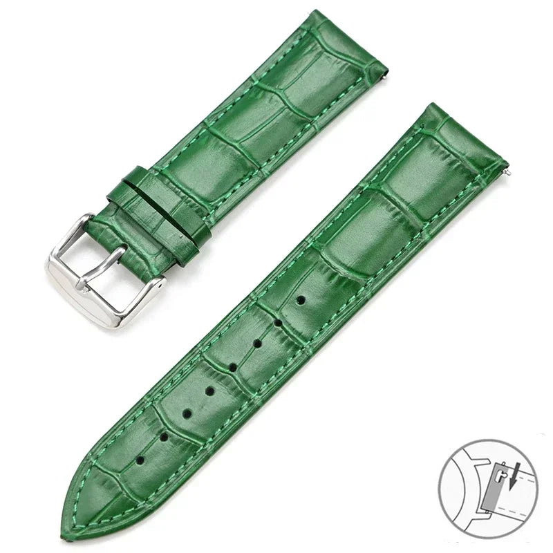 Bracelet en cuir véritable de vache pour Seiko Tissot, bracelet de montre universel à dégagement rapide 12 13 14 15 16 17 18 19 20 21 22 23 24 26mm