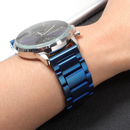 Men's and Women's Blue Stainless Steel Watch Band, Metal Strap Straight End Watchband Fashion Watch, 8mm, 10mm, 12mm, 16mm, 18mm, 20mm, 21mm, 22mm