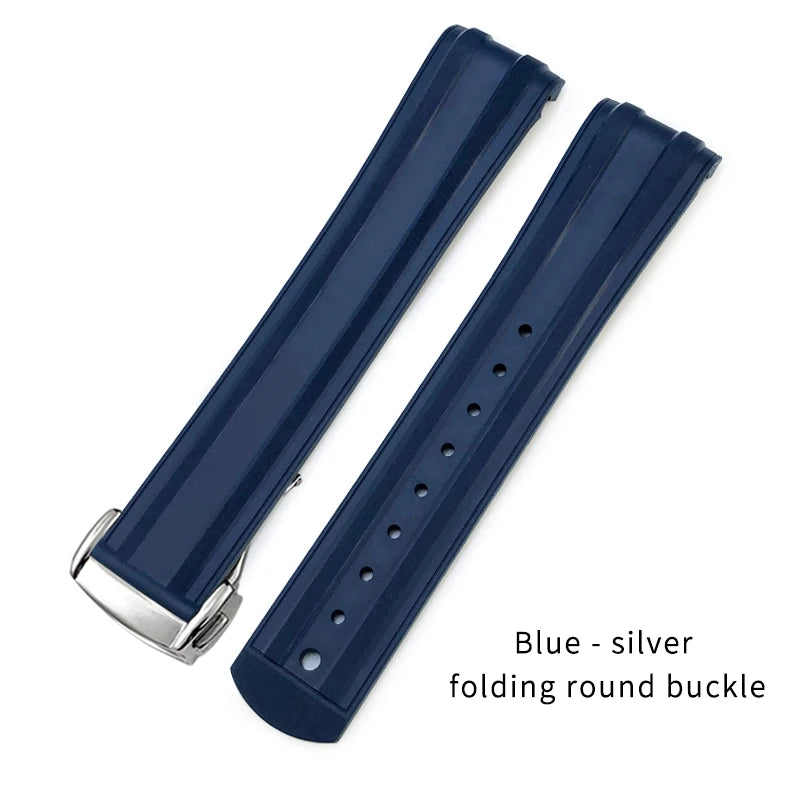 Cinturino in gomma fluorurata FKM di qualità, 20mm 19mm, con estremità ricurva per Omega Seamaster 300 Moonswatch Aqua Terra 150