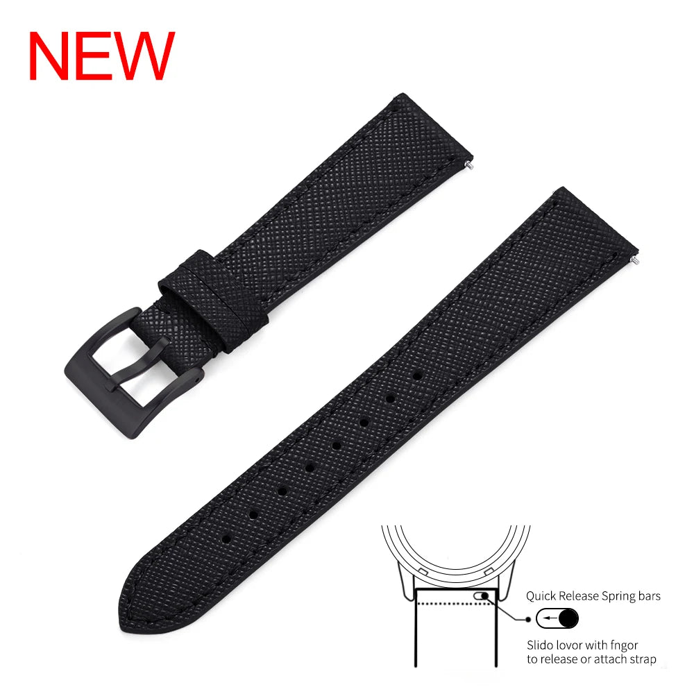 Bracelet de montre en cuir vintage cousu, 18mm, 19mm, 20mm, 21mm, 22mm, 23mm, 24mm, à dégagement rapide, rétro, durable, bracelets de remplacement