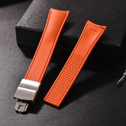 TONJETT pour d-elug bracelet de montre en caoutchouc incurvé CTS FKM 20mm 22mm bracelet de montre CTS incurvé boucle papillon à dégagement rapide coupée à la taille