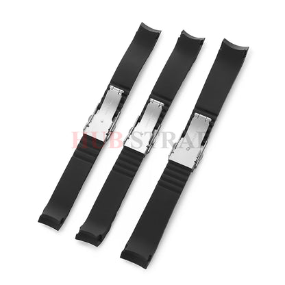18mm 20mm 22mm 24mm 26mm Curved End Silicone Watch Band Folding Buckle Sport Strap for Men Women Replacement Bracelets