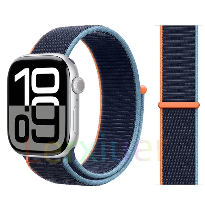 适用于 Apple Watch 46mm 44mm 45mm 40mm 41mm 42mm 的尼龙回环表带，适配 iWatch 系列 11 10 9 SE 8 7 6 5 4 Ultra 3 2 49mm