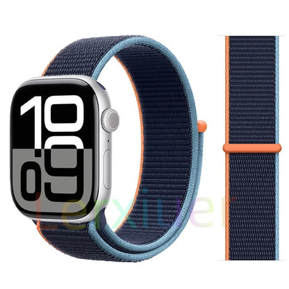 适用于 Apple Watch 46mm 44mm 45mm 40mm 41mm 42mm 的尼龙回环表带，适配 iWatch 系列 11 10 9 SE 8 7 6 5 4 Ultra 3 2 49mm